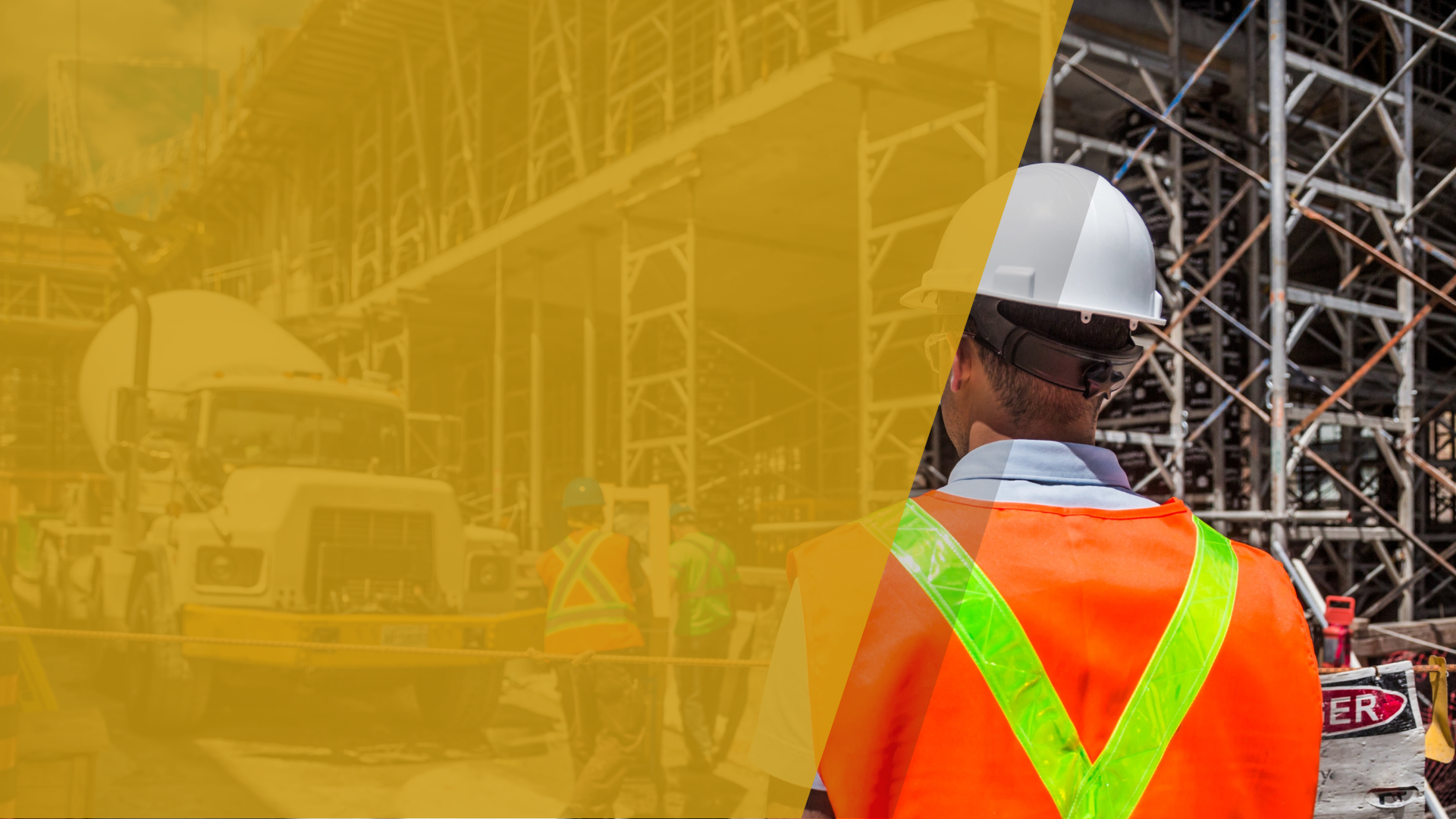 On-Site Hydraulics Service Header Image with Technician in Foreground Wearing a Hard Hat